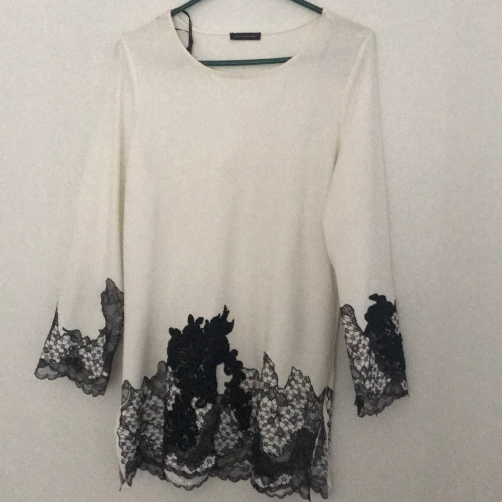 Josie Natori tunic top, black lace